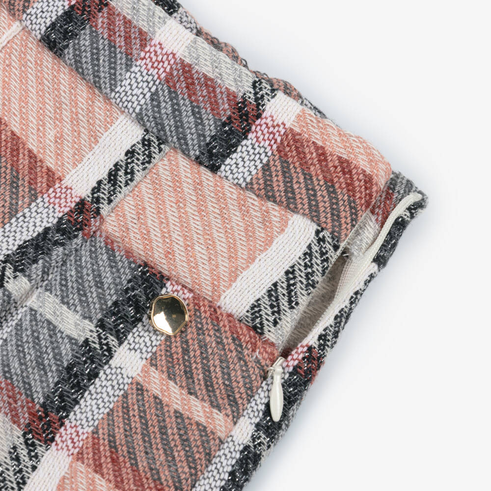 Mayoral-Girls Pink & Grey Check Woven Shorts | Childrensalon