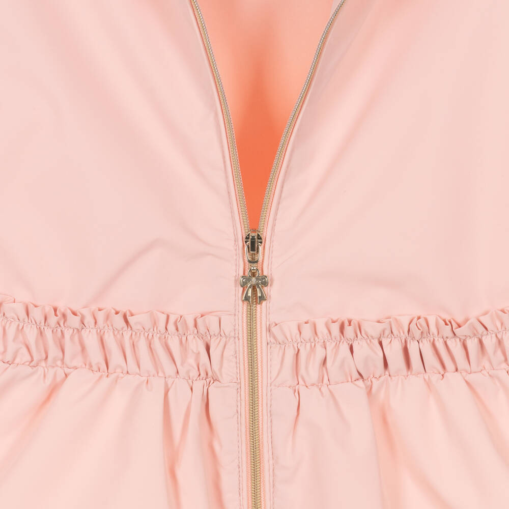 Mayoral-Girls Pink Hooded Jacket with Ruffles | Childrensalon