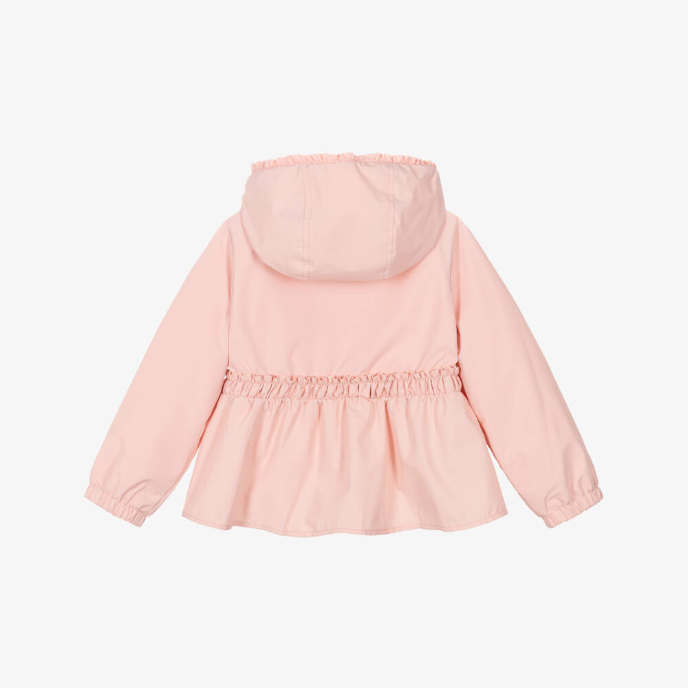 Mayoral-Girls Pink Hooded Jacket with Ruffles | Childrensalon