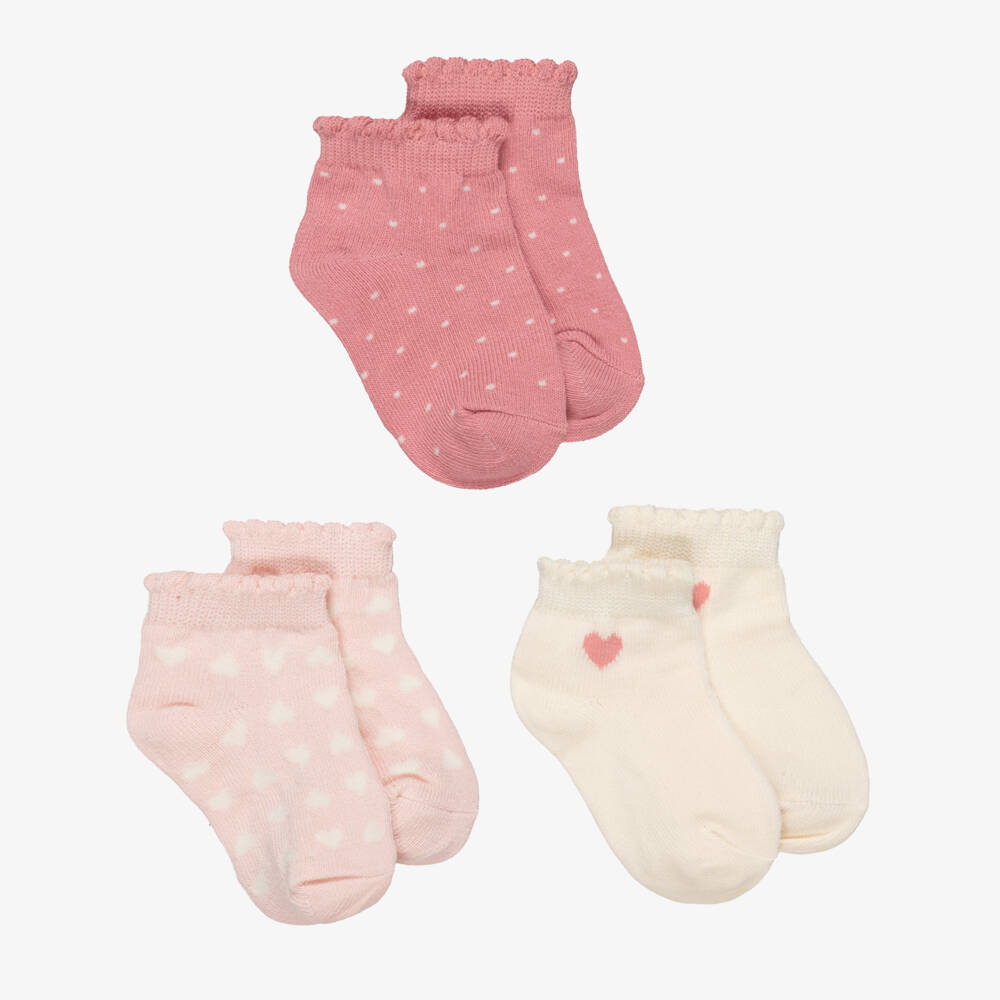 Mayoral-Girls Pink & Ivory Ankle Socks Set (3 Pack) | Childrensalon