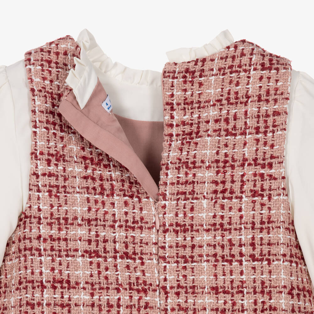 Mayoral-Girls Pink & Ivory Tweed Dress | Childrensalon