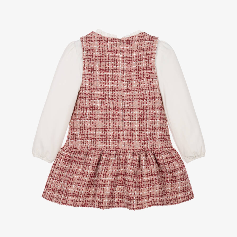 Mayoral-Girls Pink & Ivory Tweed Dress | Childrensalon
