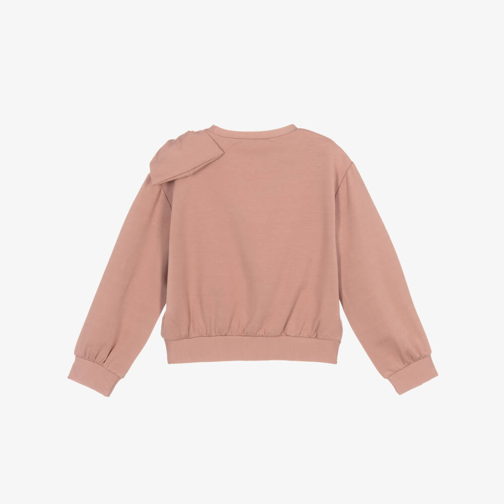 Mayoral-Girls Pink Jersey Sweatshirt with Shoulder Bow | Childrensalon