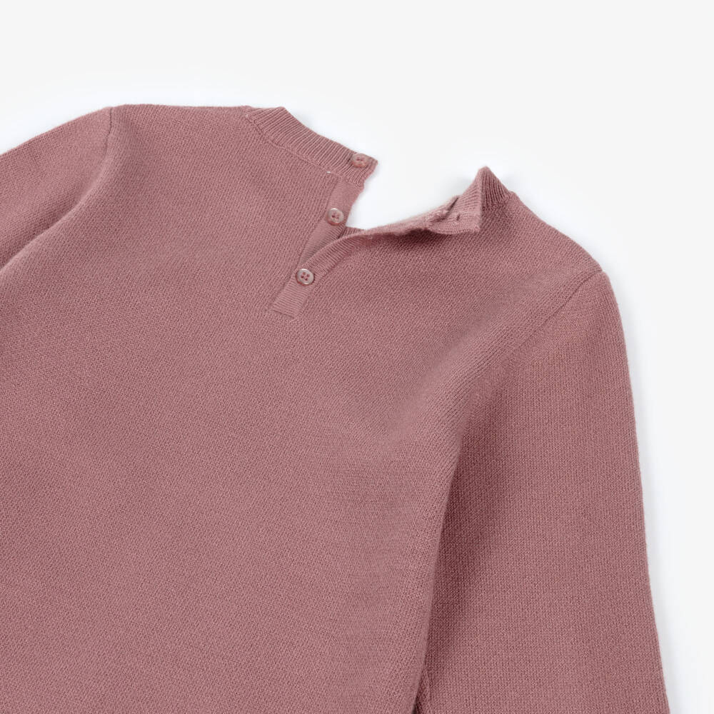 Mayoral-Girls Pink Knitted Dress with Teddy Bears Motif | Childrensalon