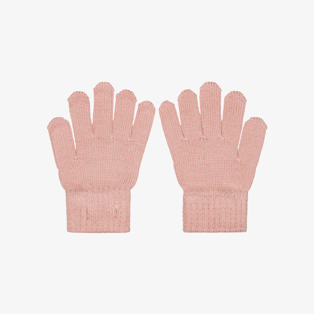 Mayoral-Girls Pink Knitted Gloves with Sparkly Diamantés | Childrensalon