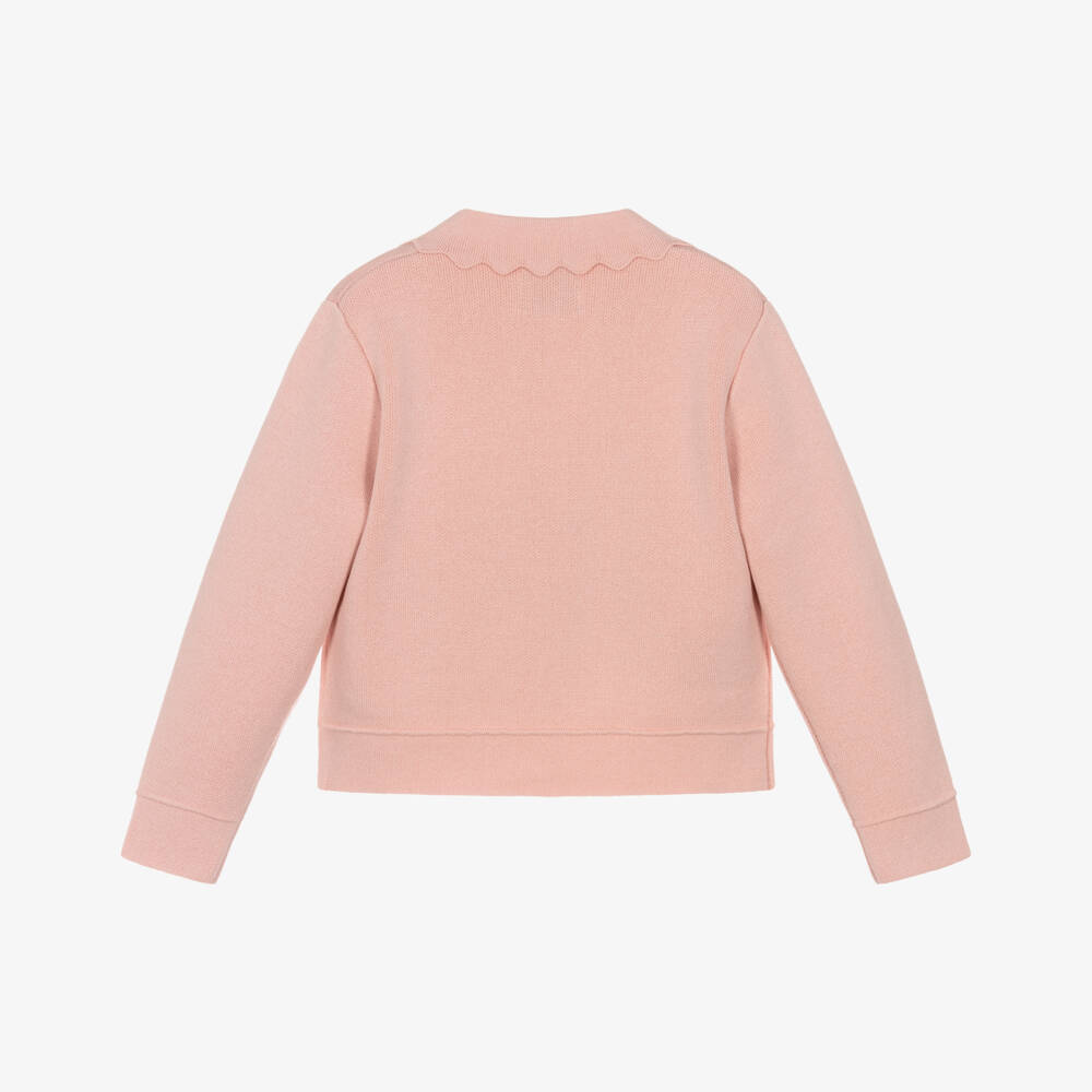 Mayoral-Girls Pink Knitted Jacket with Scalloped Trims | Childrensalon