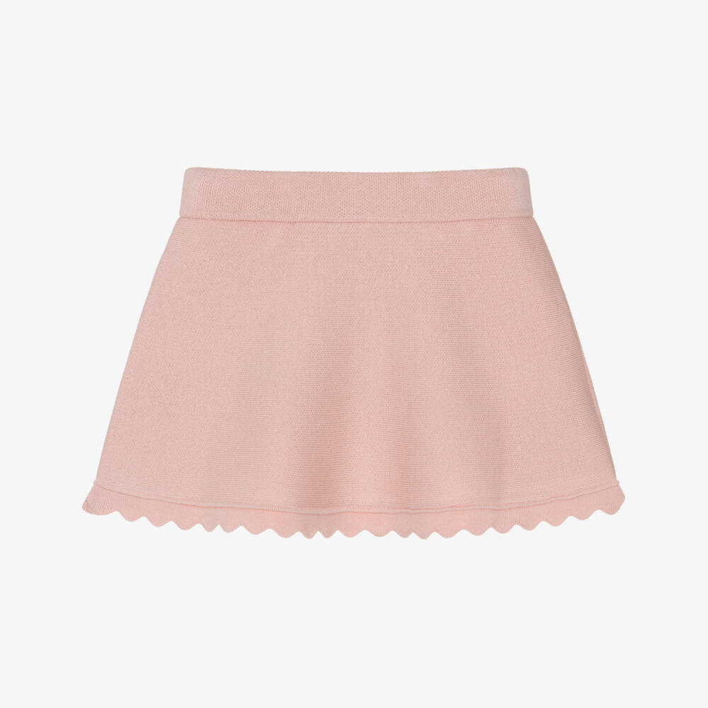 Mayoral-Girls Pink Knitted Skirt with Scalloped Trims | Childrensalon
