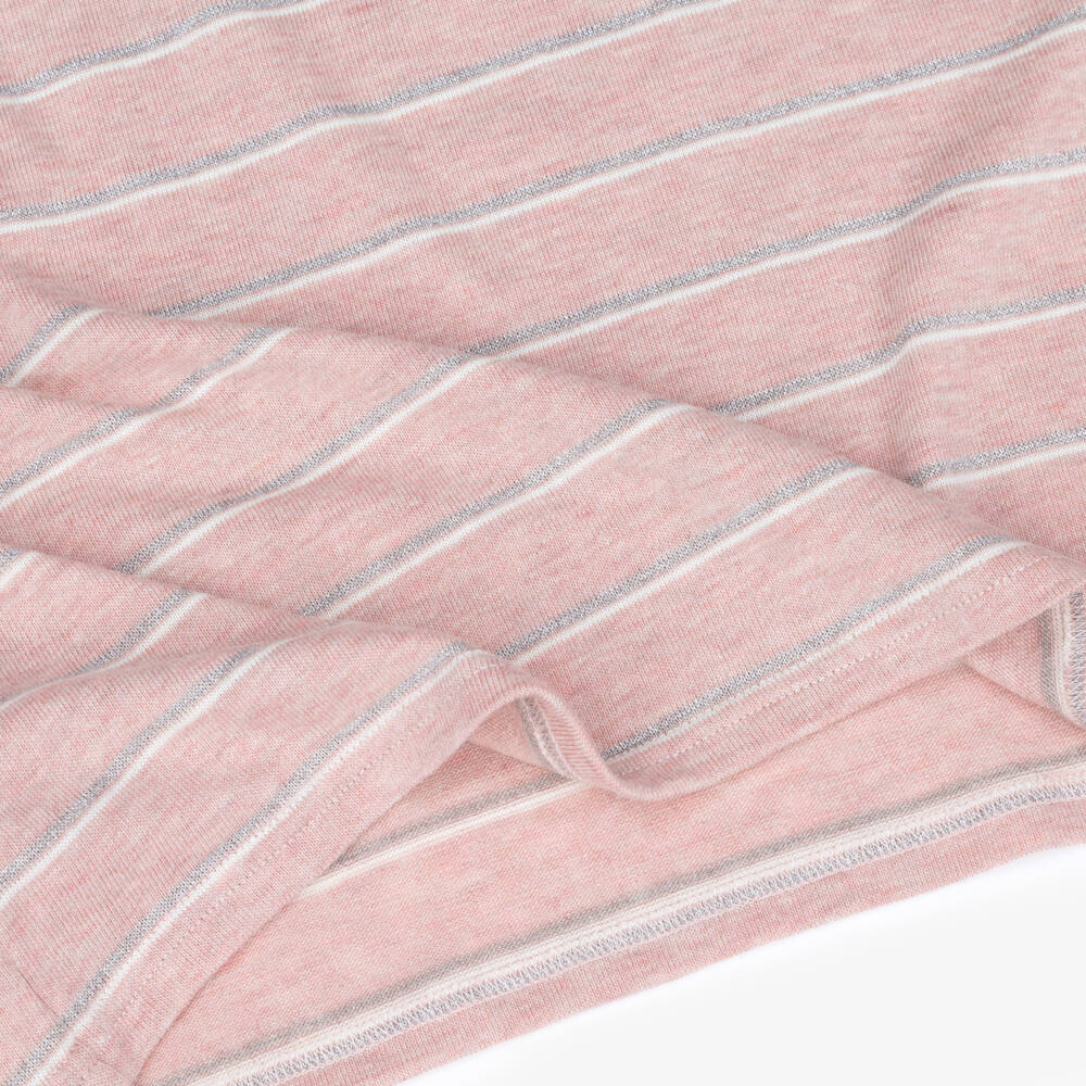 Mayoral-Girls Pink Long Sleeved Top with Glittery Stripes | Childrensalon