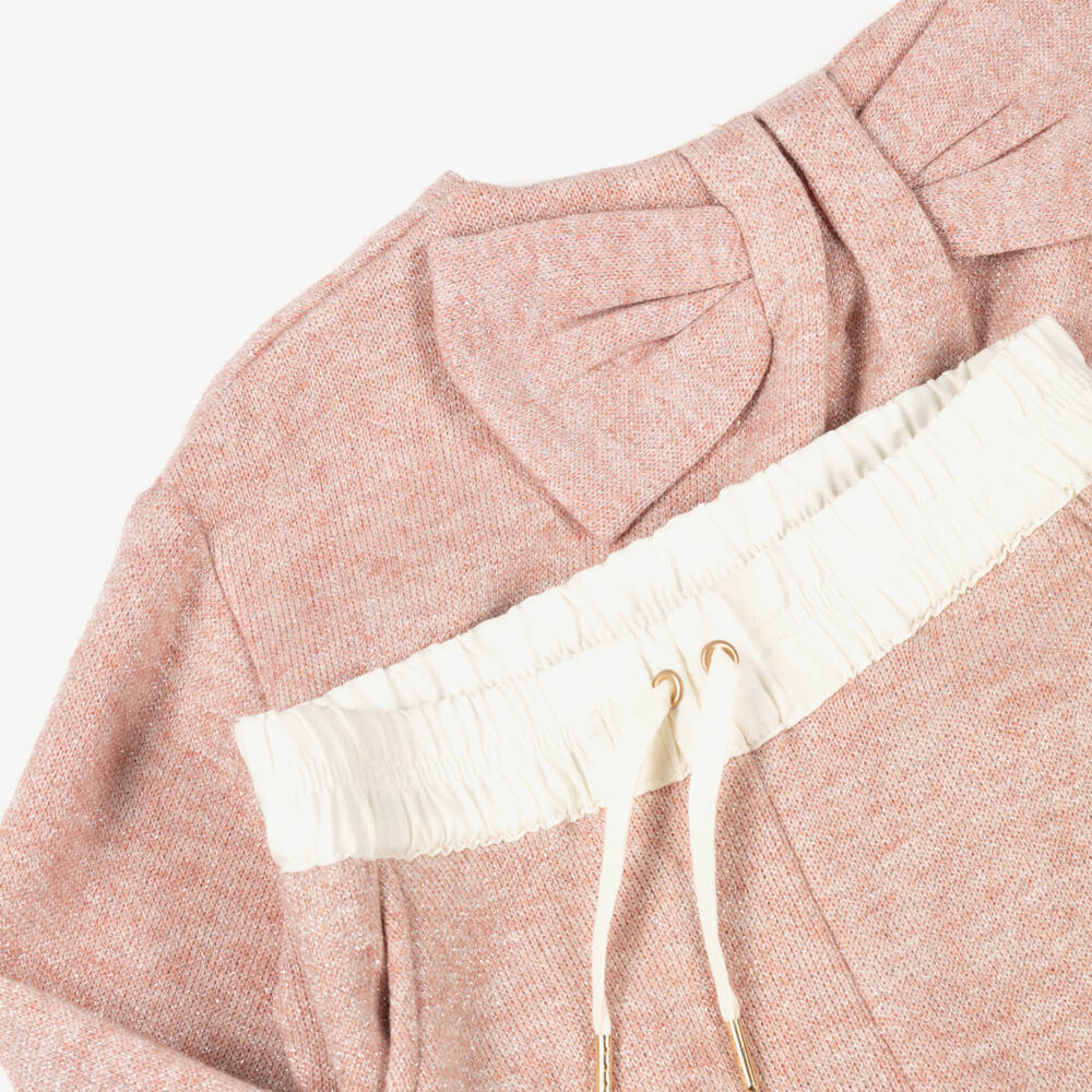 Mayoral-Брючный комплект розовый вязаный с люрексом для девочек | Childrensalon