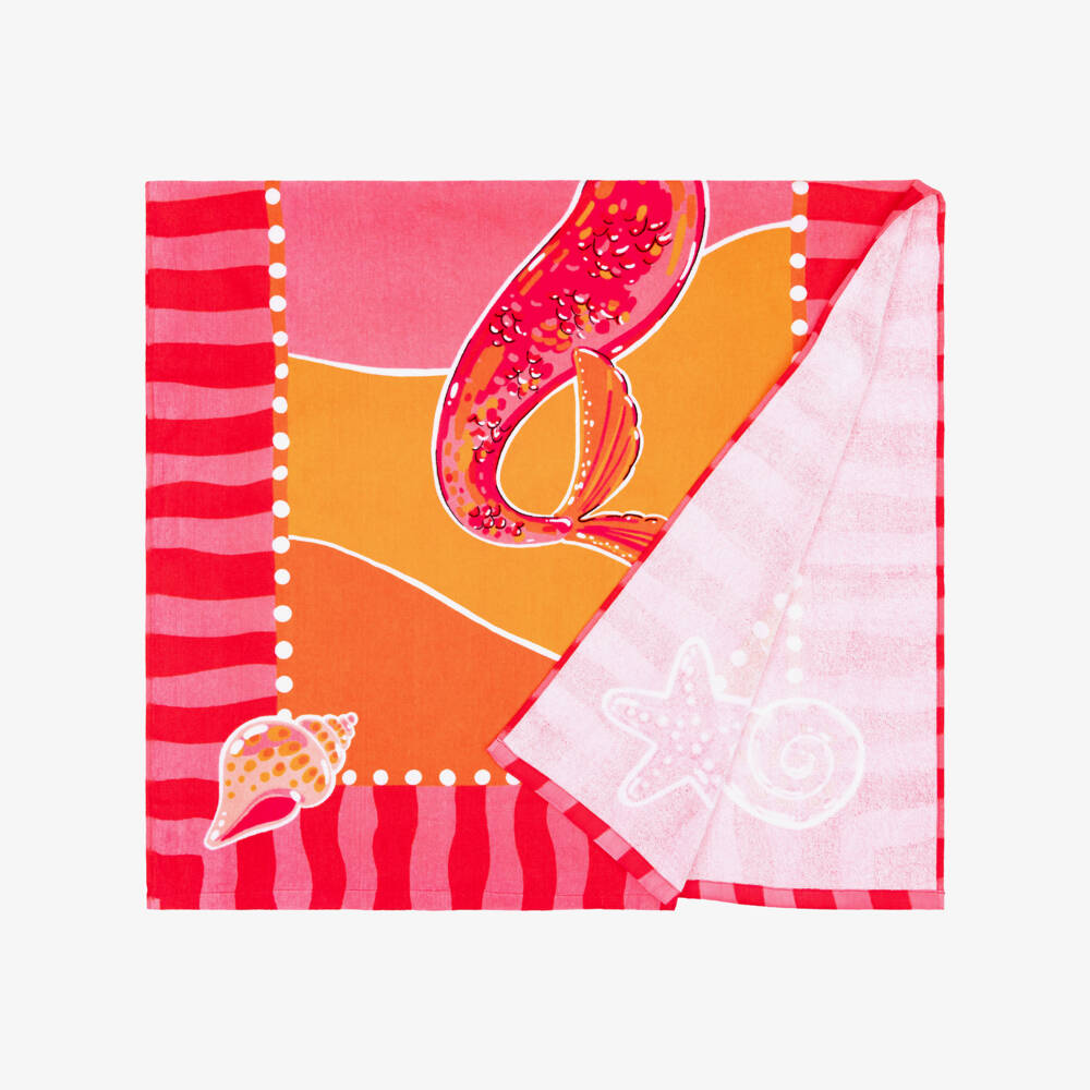 Mayoral-Girls Pink Mermaid Cotton Towel (150cm) | Childrensalon
