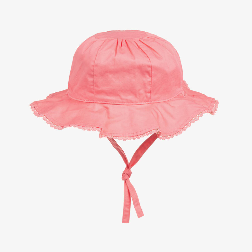 Mayoral-Girls Pink & Orange Cotton Reversible Sun Hat | Childrensalon