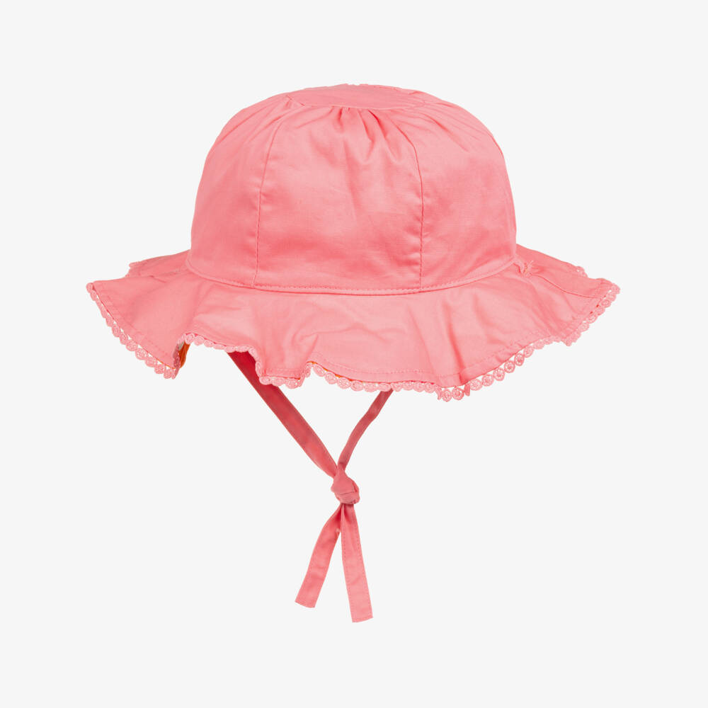 Mayoral-Girls Pink & Orange Cotton Reversible Sun Hat | Childrensalon