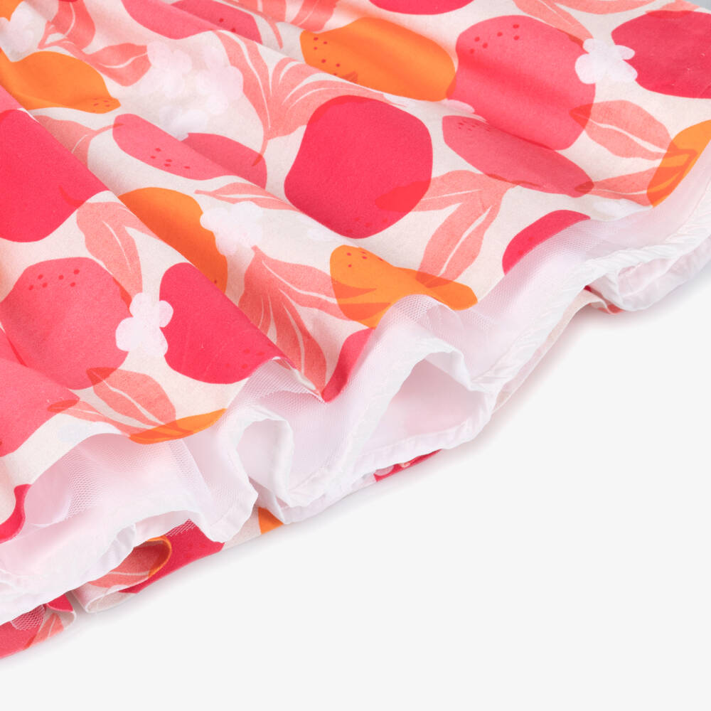 Mayoral-Girls Pink & Orange Fruit & Floral Cotton Sateen Dress | Childrensalon