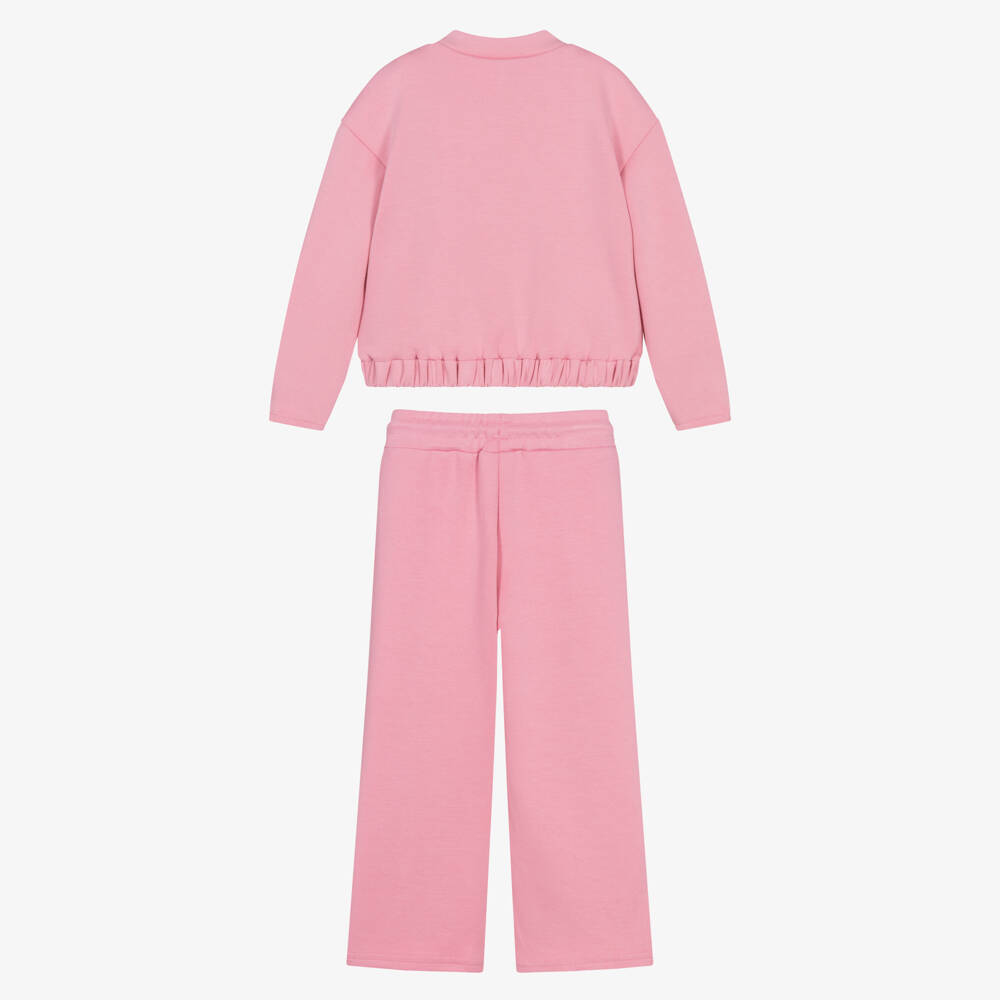 Mayoral-Girls Pink Piqué Tracksuit | Childrensalon