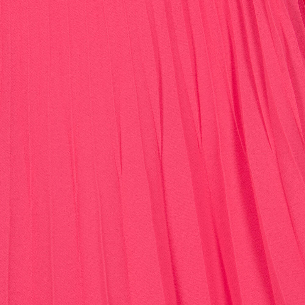 Mayoral-Girls Pink Plissé Chiffon Dress with Bow | Childrensalon