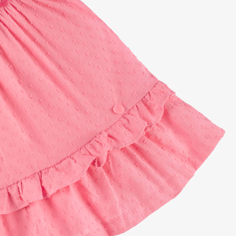 Mayoral-Girls Pink Plumeti Cotton Smocked Dress | Childrensalon