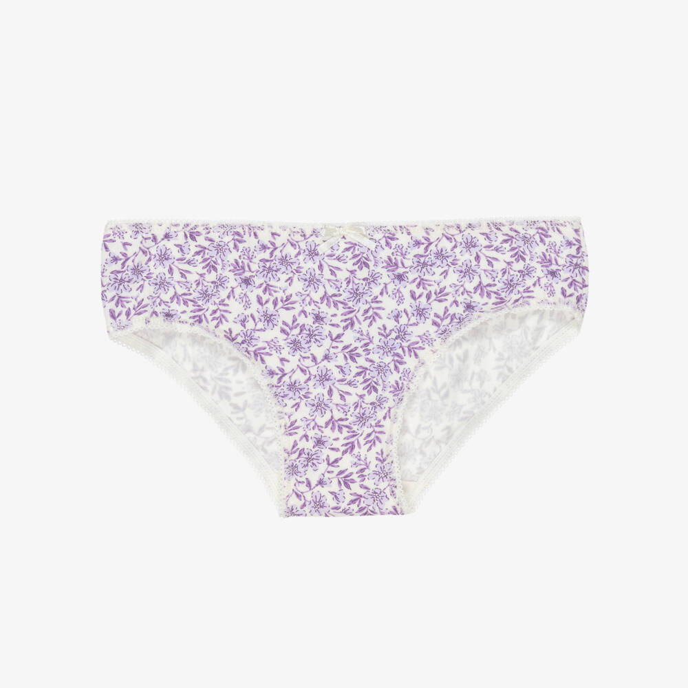 Mayoral-Girls Pink & Purple Floral Cotton Knickers (4 Pack) | Childrensalon