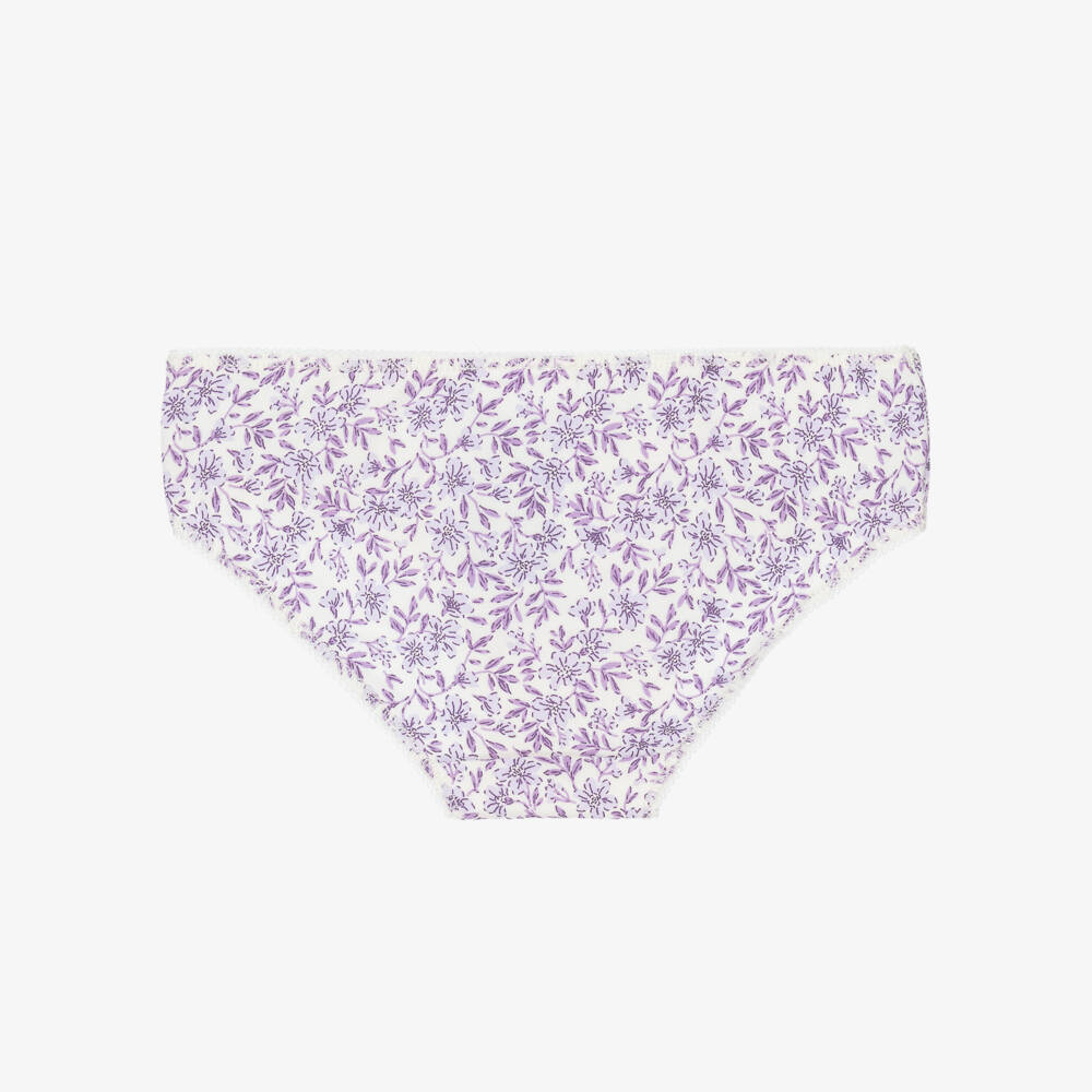 Mayoral-Girls Pink & Purple Floral Cotton Knickers (4 Pack) | Childrensalon