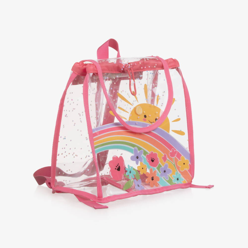 Mayoral Newborn-Girls Glittery Pink Rainbow Transparent Backpack (26cm) | Childrensalon