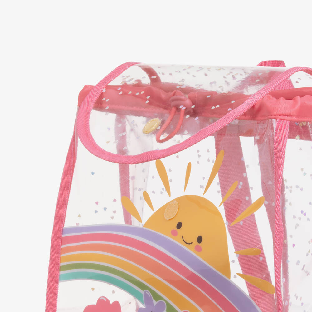 Mayoral Newborn-Girls Glittery Pink Rainbow Transparent Backpack (26cm) | Childrensalon
