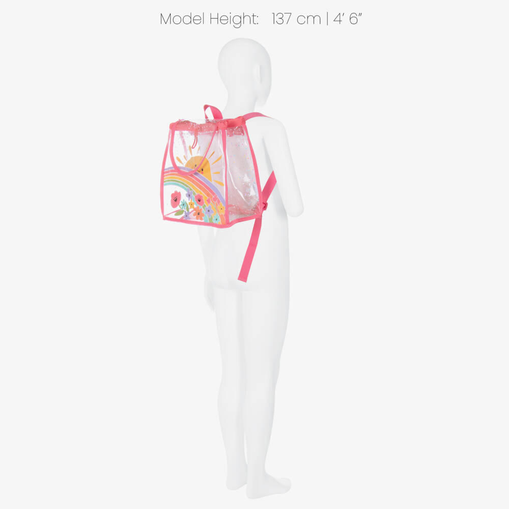 Mayoral Newborn-Girls Glittery Pink Rainbow Transparent Backpack (26cm) | Childrensalon