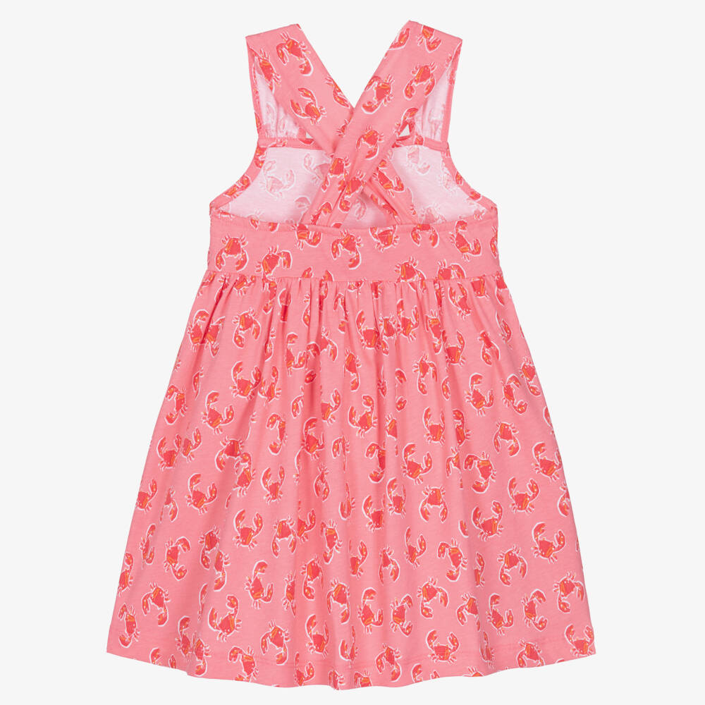 Mayoral-Girls Pink & Red Crab Print Cotton Dress | Childrensalon
