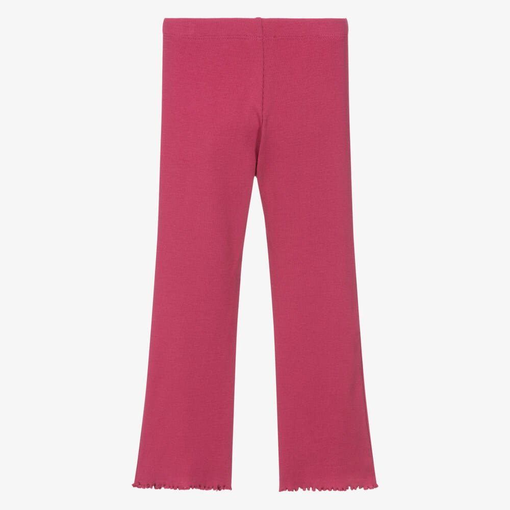 Mayoral-Girls Pink Ribbed Cotton Jersey Flared Leggings | Childrensalon