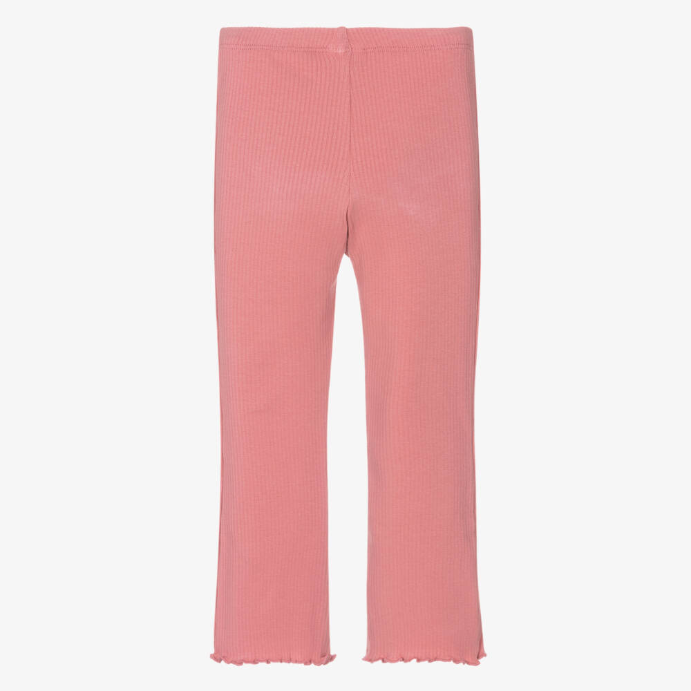 Mayoral-Girls Pink Ribbed Cotton Jersey Leggings | Childrensalon