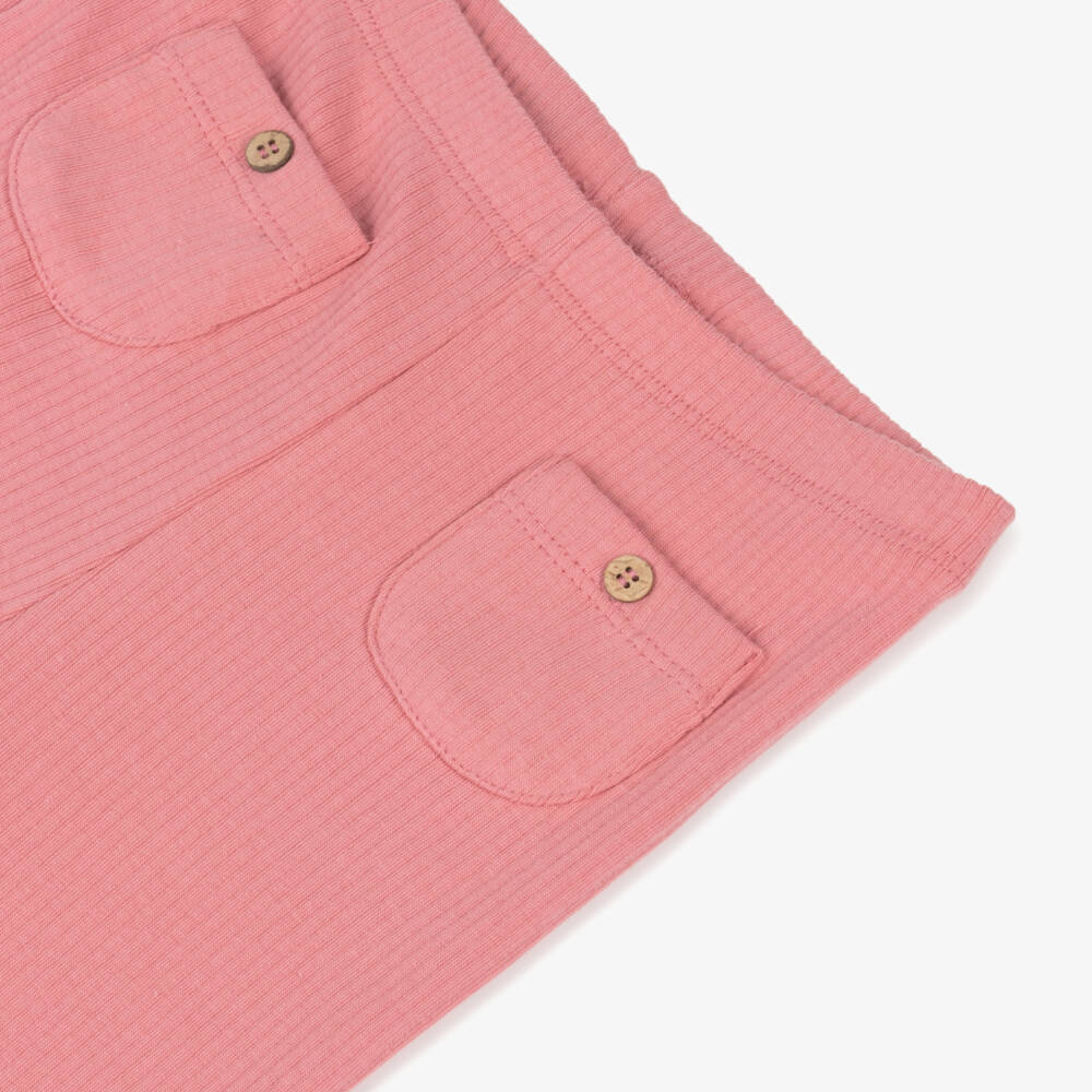 Mayoral-Girls Pink Ribbed Cotton Jersey Leggings | Childrensalon