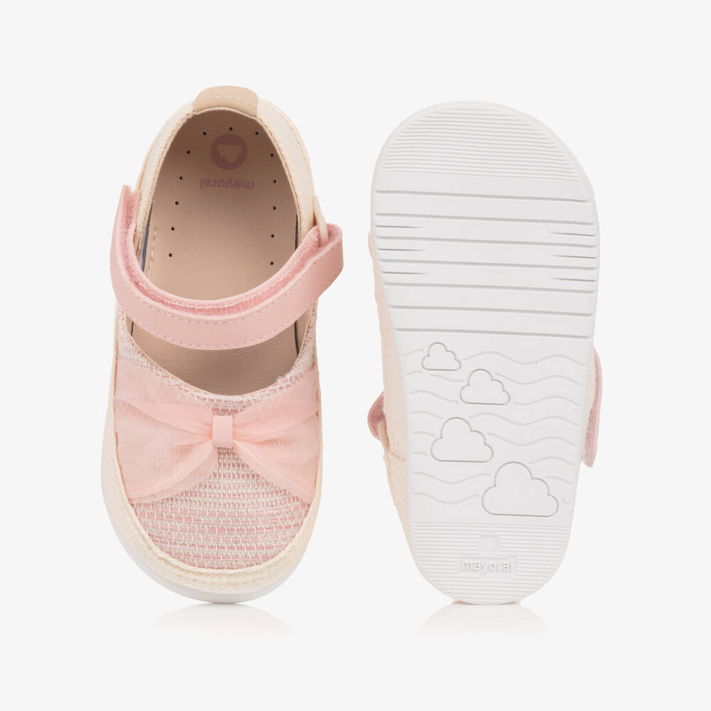 Mayoral-Girls Pink Ribbon Bow Espadrille Shoes | Childrensalon