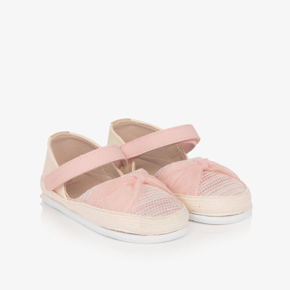 Mayoral-Girls Pink Ribbon Bow Espadrille Shoes | Childrensalon