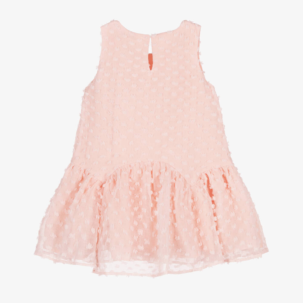 Mayoral-Girls Pink Sheer Plumeti Detail Sleeveless Dress | Childrensalon