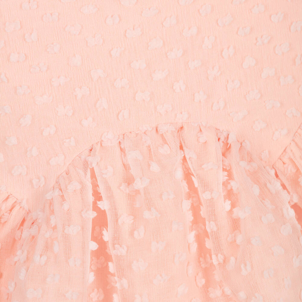 Mayoral-Girls Pink Sheer Plumeti Detail Sleeveless Dress | Childrensalon