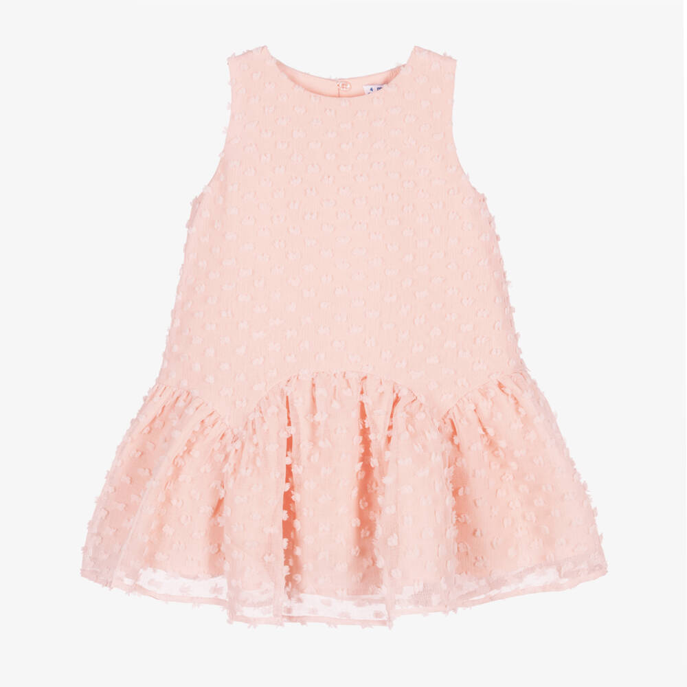 Mayoral-Girls Pink Sheer Plumeti Detail Sleeveless Dress | Childrensalon