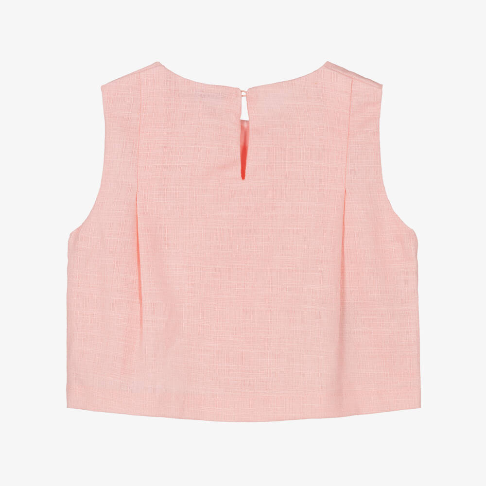 Mayoral-Girls Pink Sleeveless Blouse with Bow Detail | Childrensalon