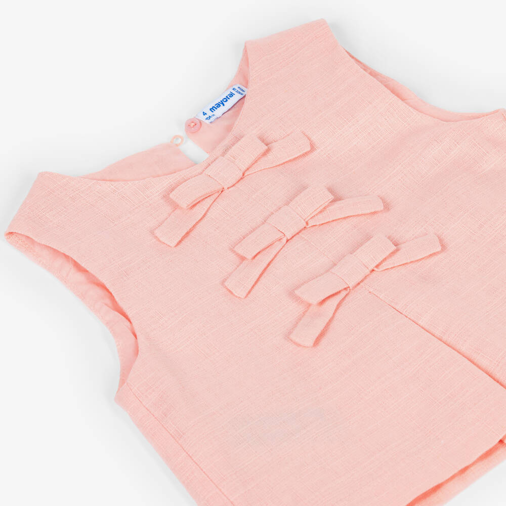 Mayoral-Girls Pink Sleeveless Blouse with Bow Detail | Childrensalon
