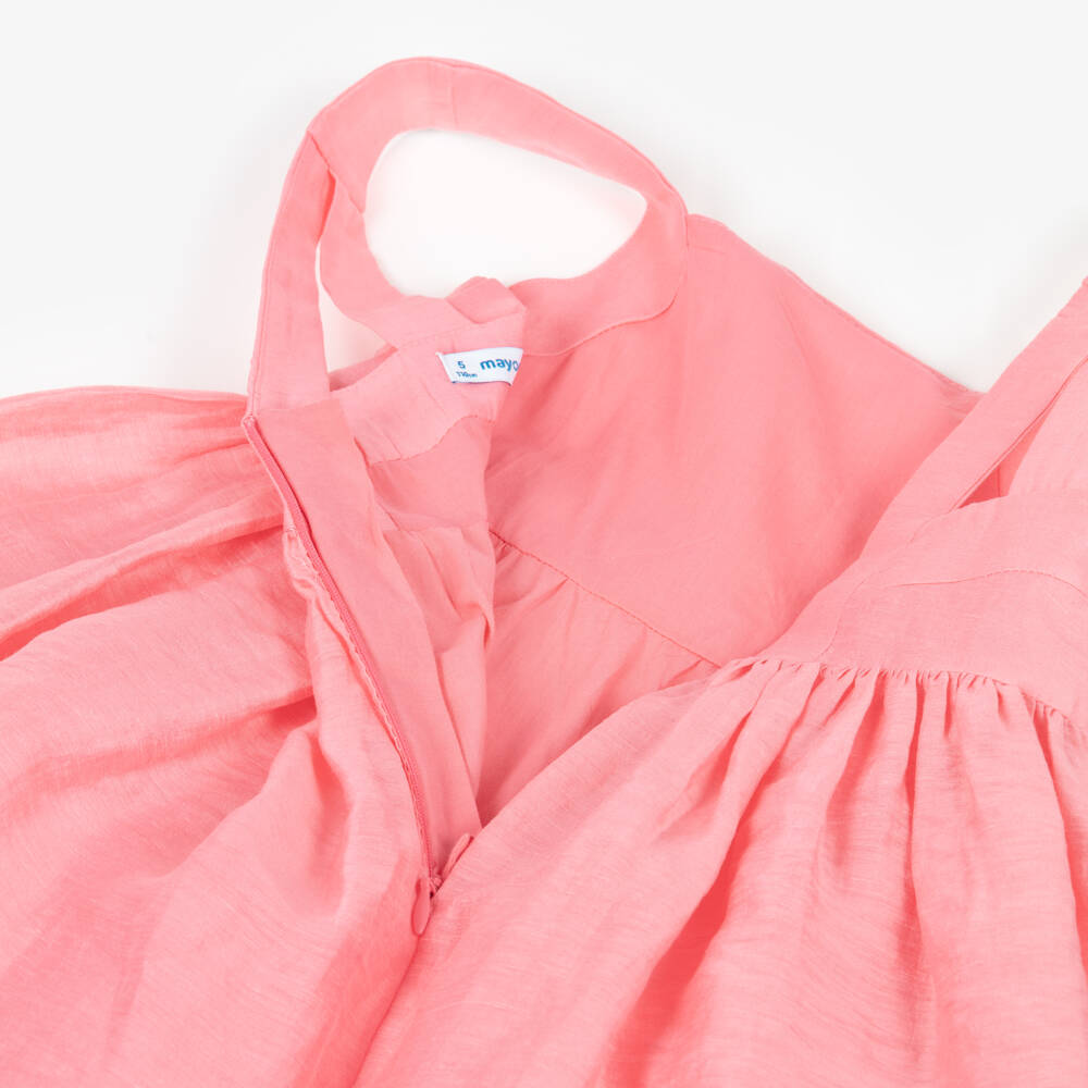 Mayoral-Girls Pink Sleeveless Dress with Floral Appliqué | Childrensalon