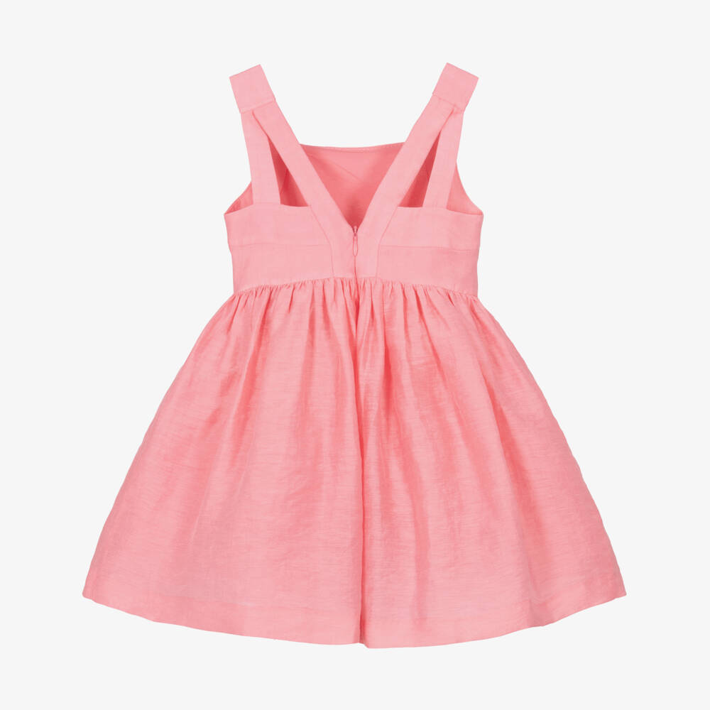 Mayoral-Girls Pink Sleeveless Dress with Floral Appliqué | Childrensalon