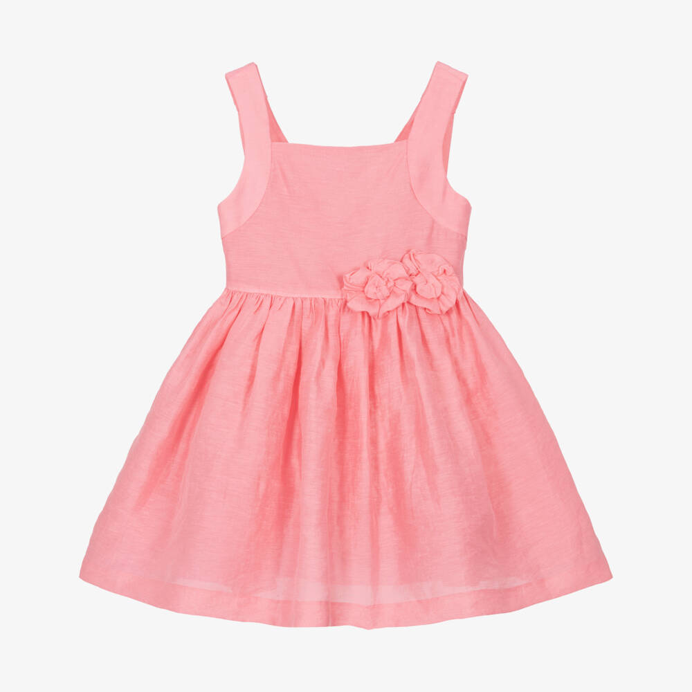 Mayoral-Girls Pink Sleeveless Dress with Floral Appliqué | Childrensalon
