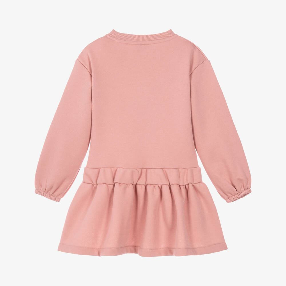 Mayoral-Girls Pink Sparkly Jersey Dress with 3D Hearts | Childrensalon