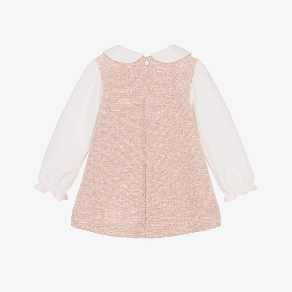 Mayoral-Girls Pink Sparkly Tweed & Jersey Dress | Childrensalon
