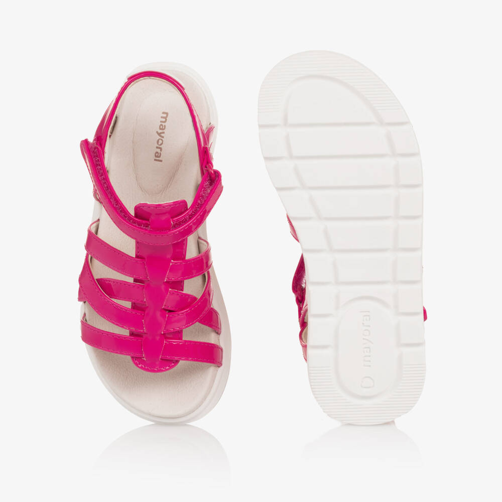 Mayoral-Girls Pink Strappy Faux Patent Leather Sandals | Childrensalon