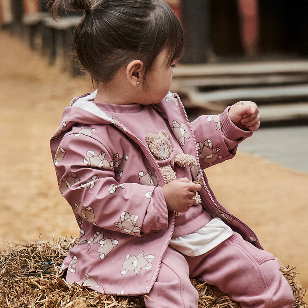 Mayoral-Girls Pink Teddy Bear Raincoat | Childrensalon