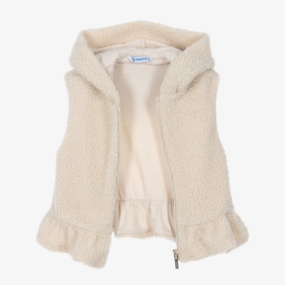 Mayoral-Girls Pink Tracksuit Set with Bouclé Gilet | Childrensalon