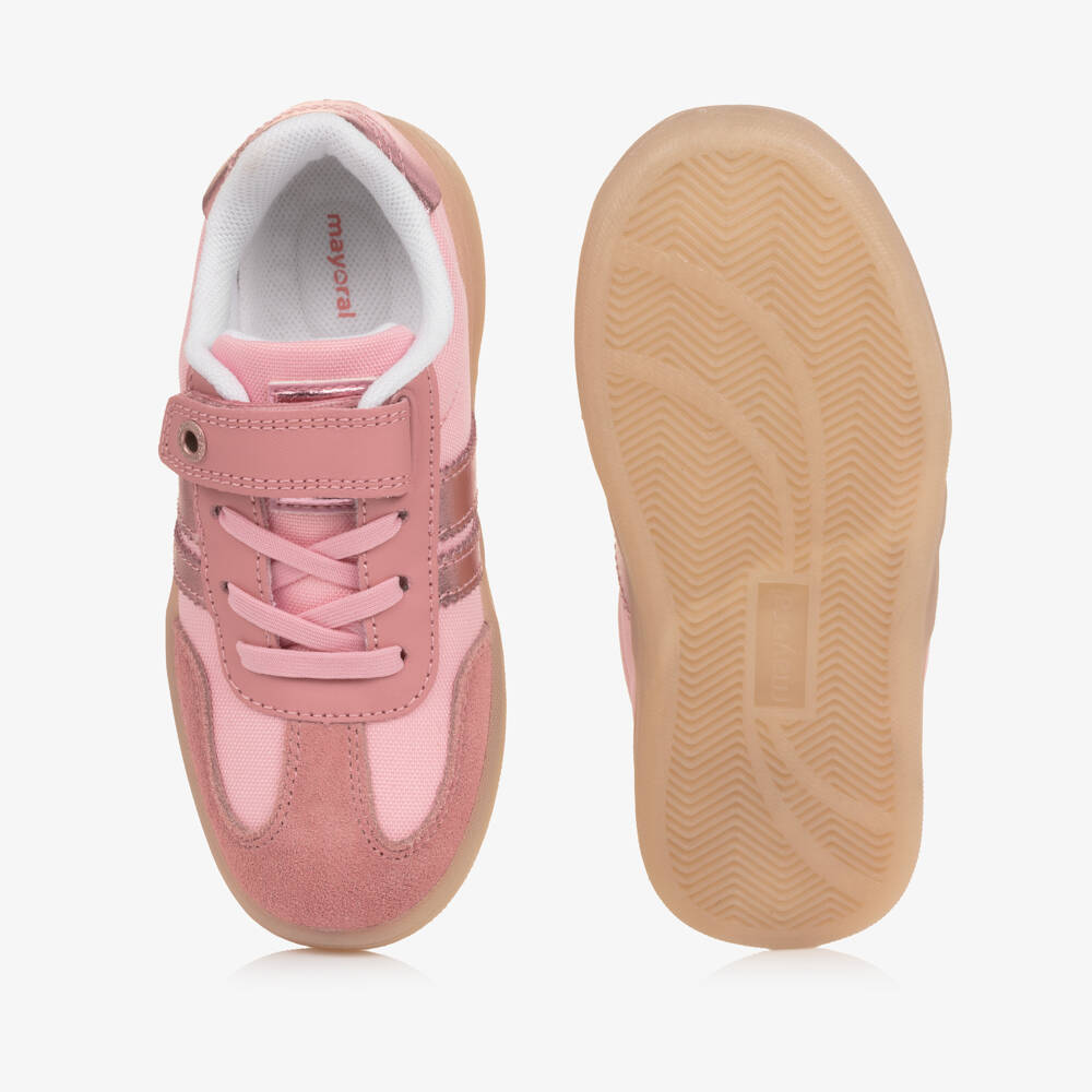 Mayoral-Girls Pink Trainers with Suede Leather Trims | Childrensalon
