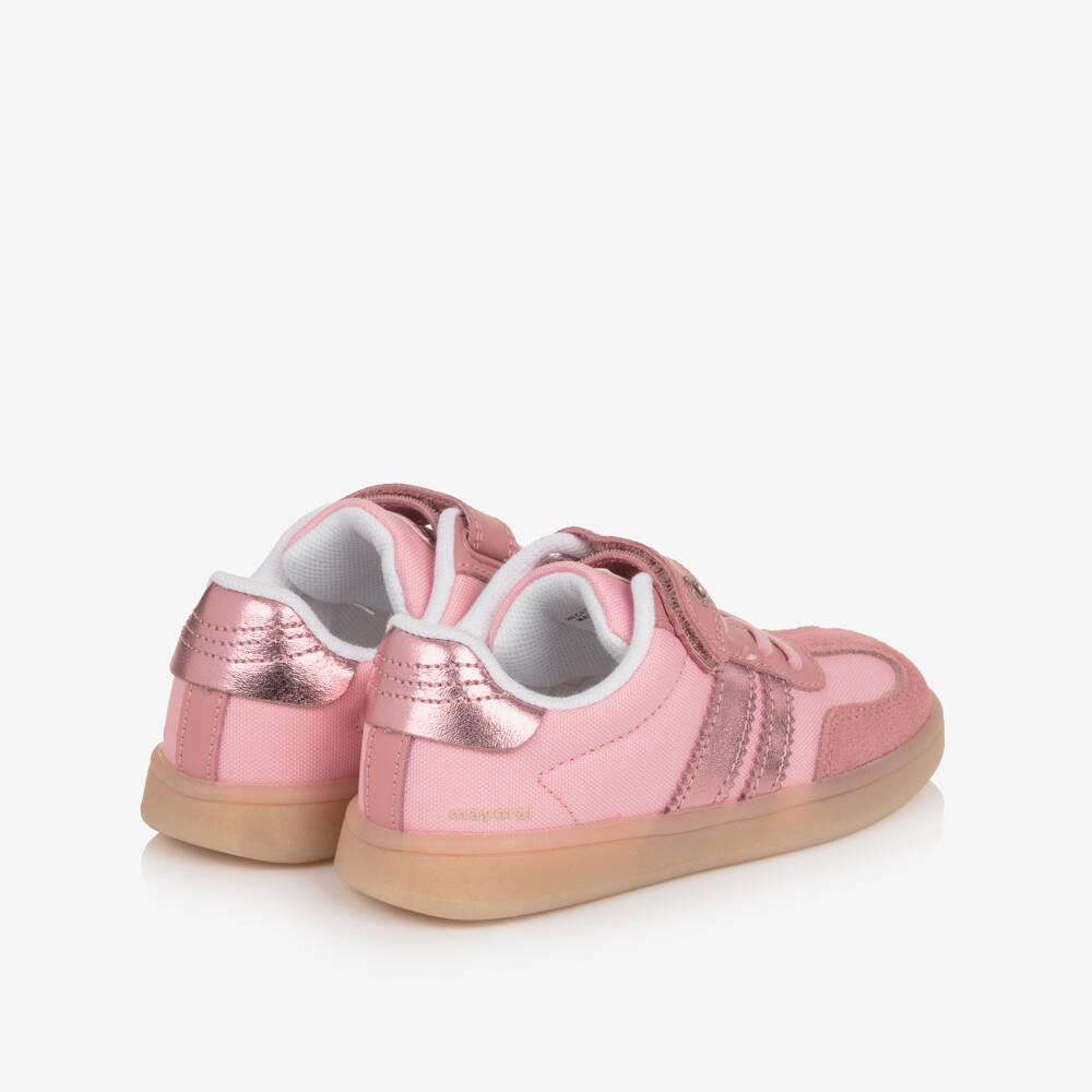 Mayoral-Girls Pink Trainers with Suede Leather Trims | Childrensalon