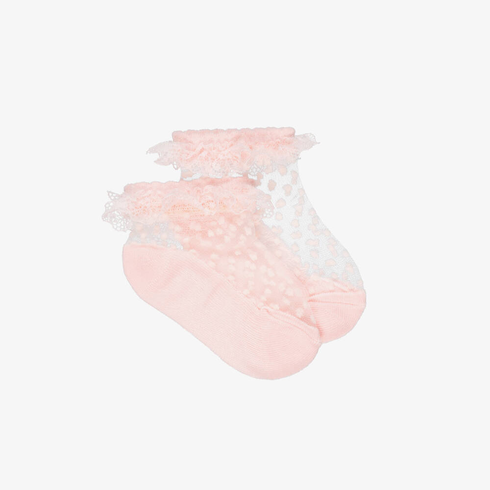 Mayoral-Girls Pink Tulle Socks with Ruffles (3 Pack) | Childrensalon