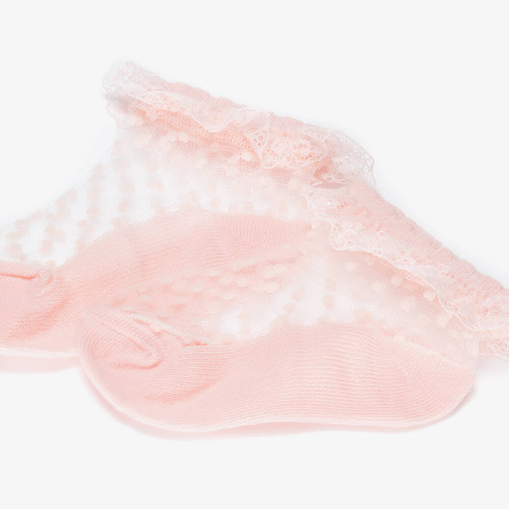 Mayoral-Girls Pink Tulle Socks with Ruffles | Childrensalon