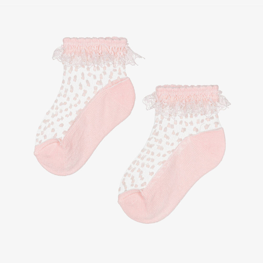 Mayoral-Girls Pink Tulle Socks with Ruffles | Childrensalon