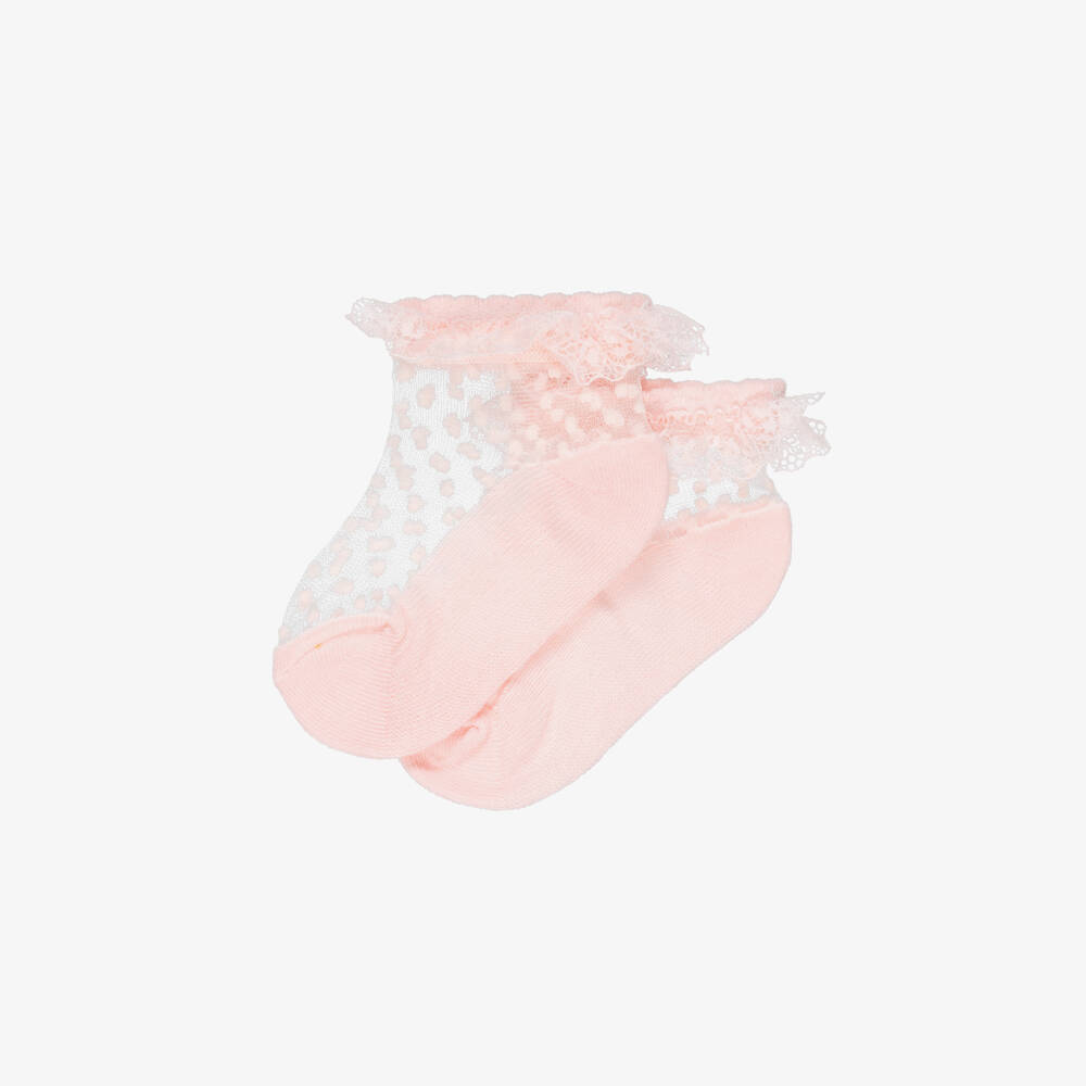 Mayoral-Girls Pink Tulle Socks with Ruffles | Childrensalon